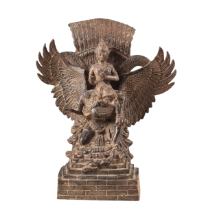 Vintage Indonesian Bronze Lord Vishnu Seated on Garuda Vahana Sculpture 13" | Divine Protector | Traditional Balinese Artistry | Spiritual Home Decor